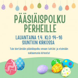 pääsiäispolku perheille teksti ja suklaamunia